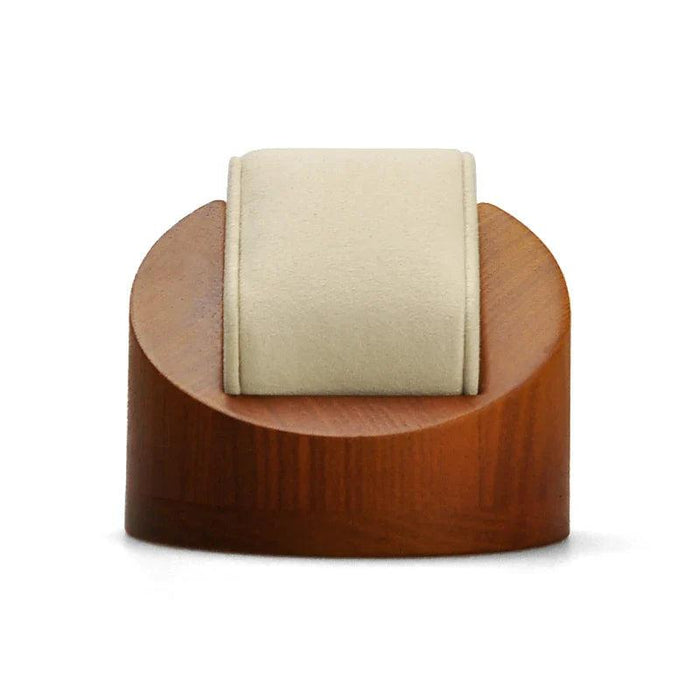 White Wooden and Microfiber Watch Stand - Zeus