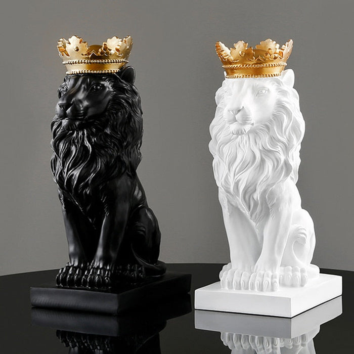 Lion Head with Crown Resin Statue