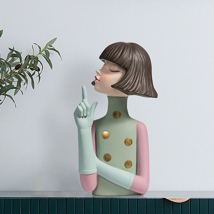European Resin Statue - Playful Cool Girl