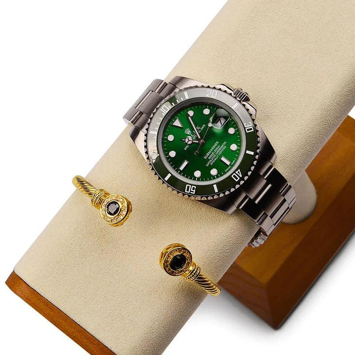Wooden Watch Stand with White Microfiber Cover - Hades