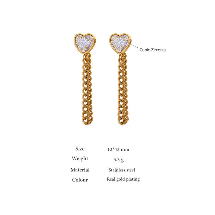 Heart Shape Earrings with Chains