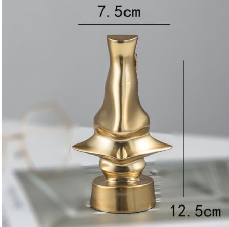 Modern Golden Nose Glasses-Shaped Metal Sculpture