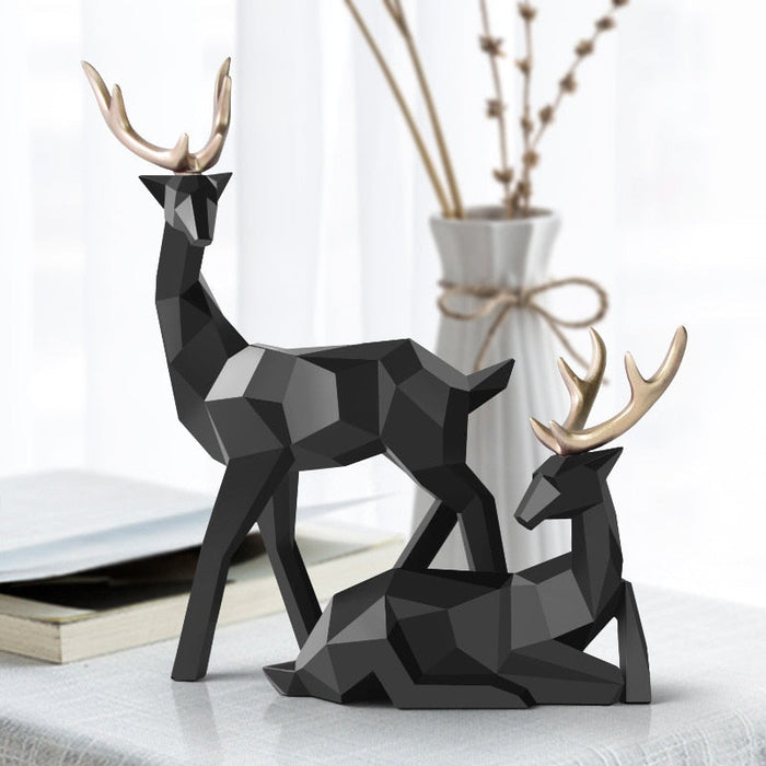 Lifelike Resin Deer Lady Statue Nordic