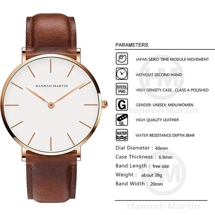 NEXORA® Elegant Silver Brown Leather Watch