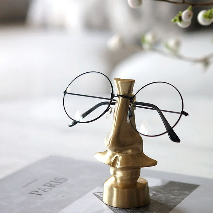 Modern Golden Nose Glasses-Shaped Metal Sculpture