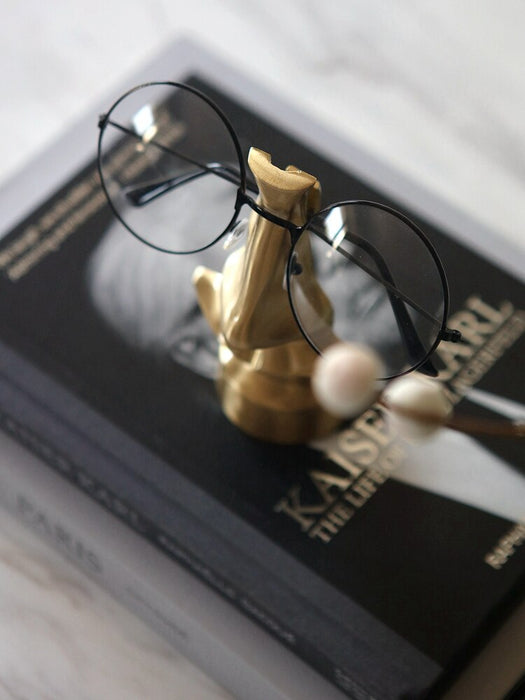 Modern Golden Nose Glasses-Shaped Metal Sculpture