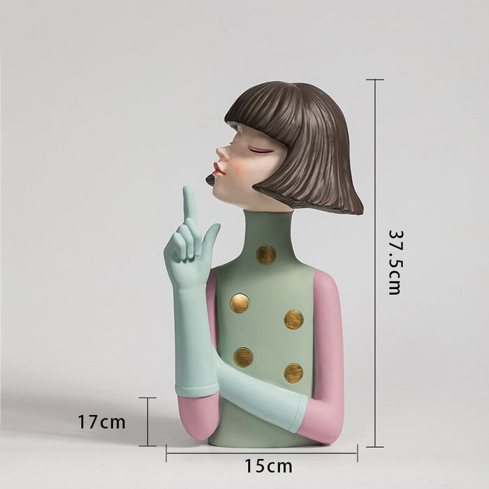 European Resin Statue - Playful Cool Girl