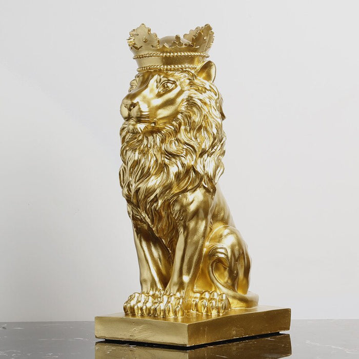 Lion Head with Crown Resin Statue