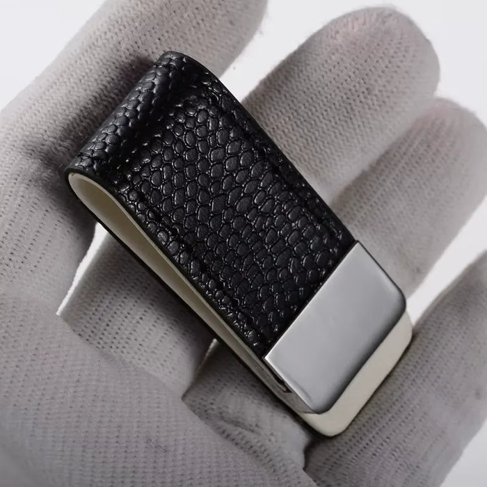 Refined Leather & Stainless Steel Money Clip Elegance