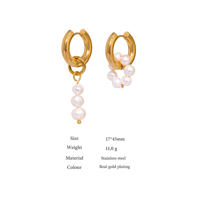Round Asymmetrical Earrings with Pearls