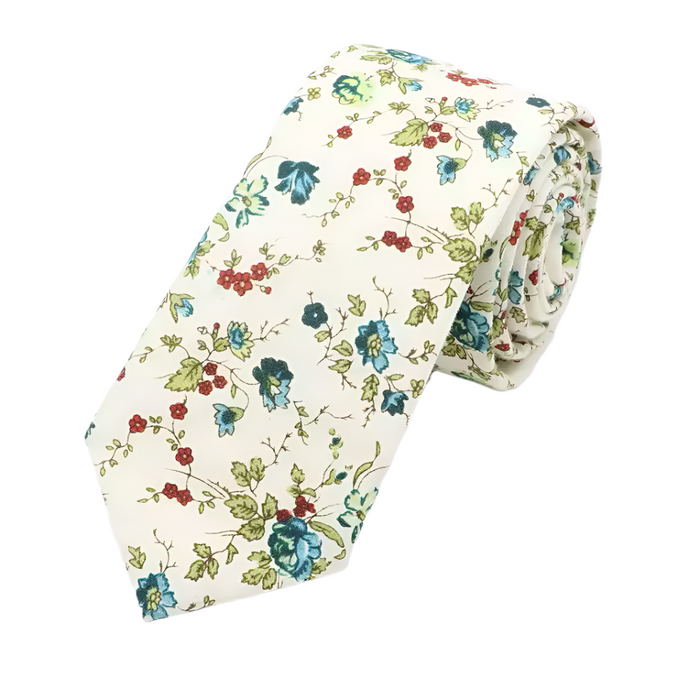 Paisley Cotton Necktie – Slim Floral Tie for Formal & Casual