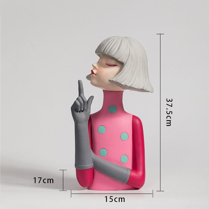 European Resin Statue - Playful Cool Girl