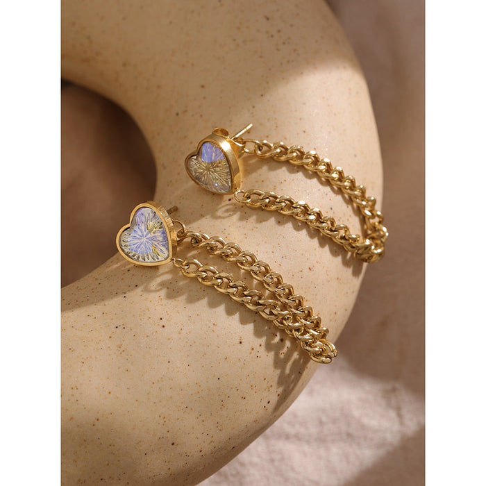 Heart Shape Earrings with Chains