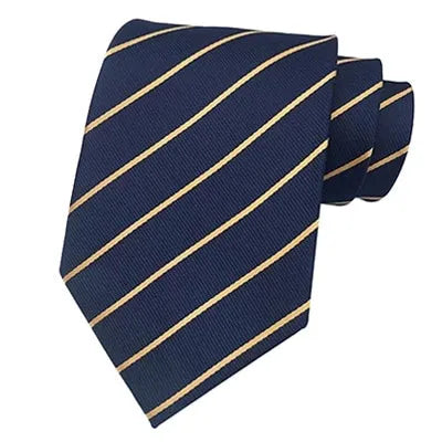 Classic Blue and Gold Striped Silk Tie for Men - Elegant Formal Accessories