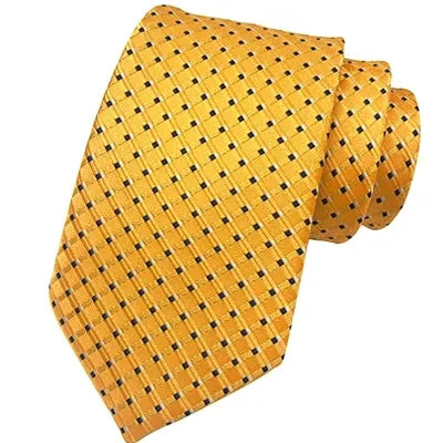 Classic Yellow Grid Silk Tie for Men - Elegant Accessory for Formal Attire