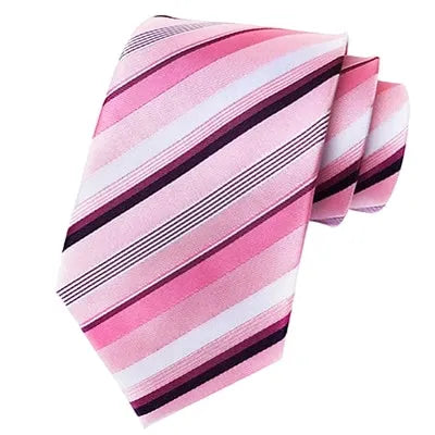 Classic Pink Striped Silk Tie for Men - Elegant Accessory for Any Occasion