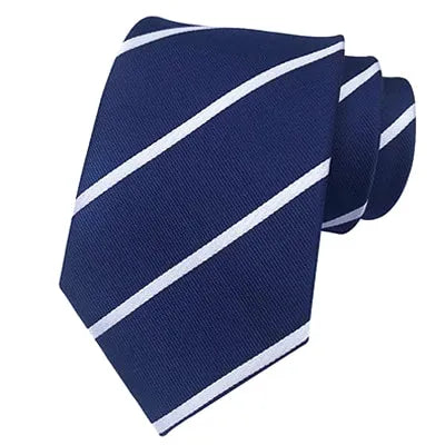 Classic Blue and White Striped Silk Tie for Men - Elegant Accessory for Formal Occasions