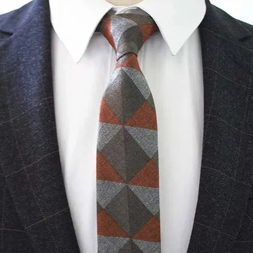 Orange Triangle Cotton Necktie for Classy Men
