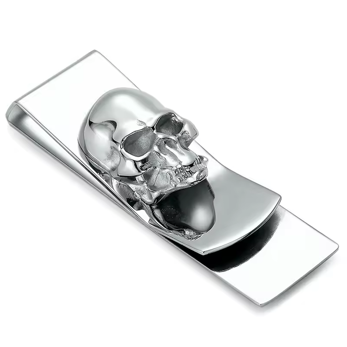 Modern Stainless Steel Skull Money Clip for Men