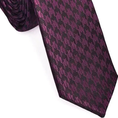 Purple Houndstooth Skinny Tie for Classy Men