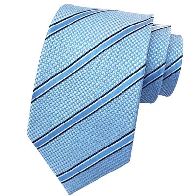 Classic Light Turquoise Striped Silk Tie for Men Elegant Accessory