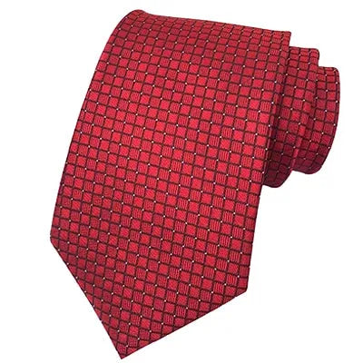 Classic Red Mini Check Silk Tie for Men - Stylish Elegant Accessory