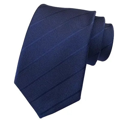 Dark Blue Striped Silk Tie for Men Classy Accessory for Formal and Casual Occasions