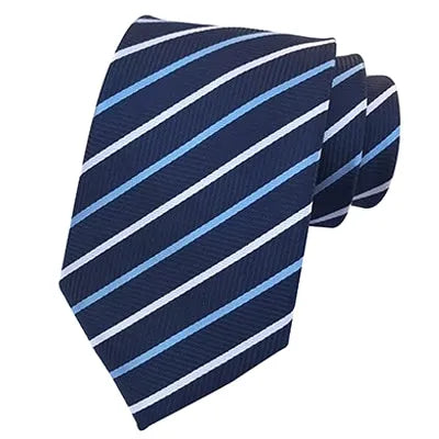 Navy Blue Striped Silk Tie for Men - Classic and Stylish Accessory