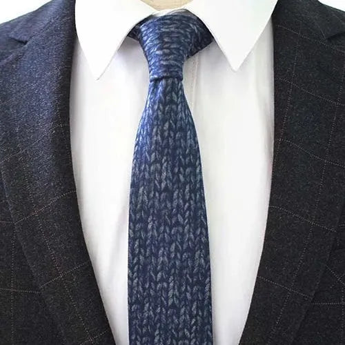 Blue Knit Cotton Necktie for Classy Men