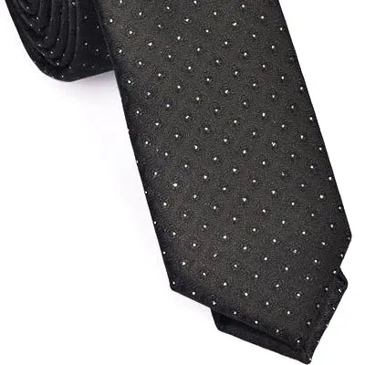 Skinny Black Mini Dot Tie for Classy Men Elegant Accessory for Any Occasion