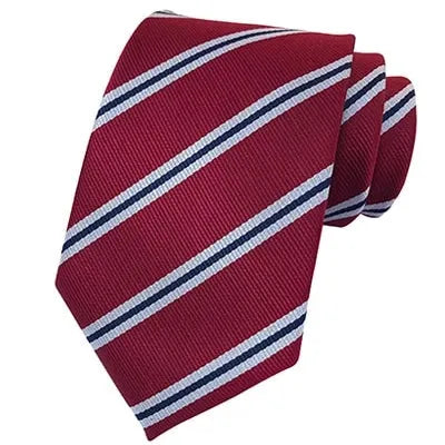 Classic Red Striped Silk Tie for Men - Elegant Accessory for Formal and Business Wear