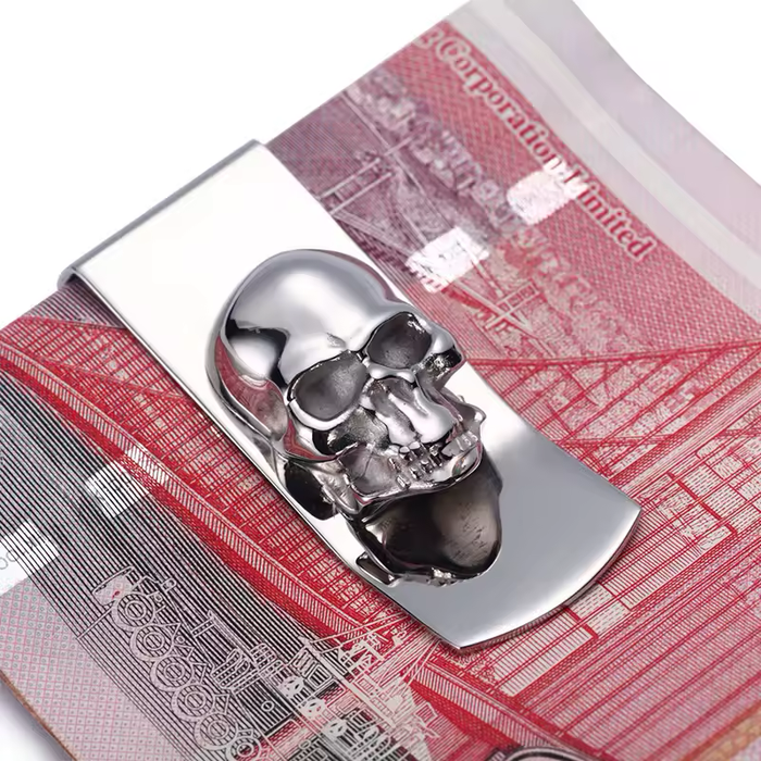 Modern Stainless Steel Skull Money Clip for Men