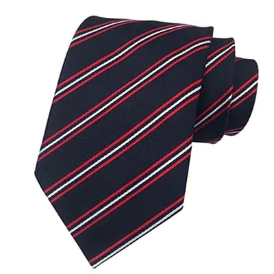 Classic Black and Red Striped Silk Tie for Men - Elegant Accessory for Formal Occasions