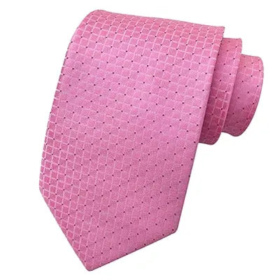 Classic Pink Mini Check Silk Tie for Men - Elegant Accessory for Formal Attire