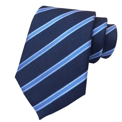 Classic Blue Striped Silk Tie for Men Elegant Formal Accessory