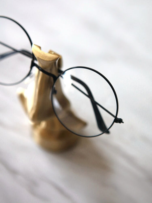 Modern Golden Nose Glasses-Shaped Metal Sculpture