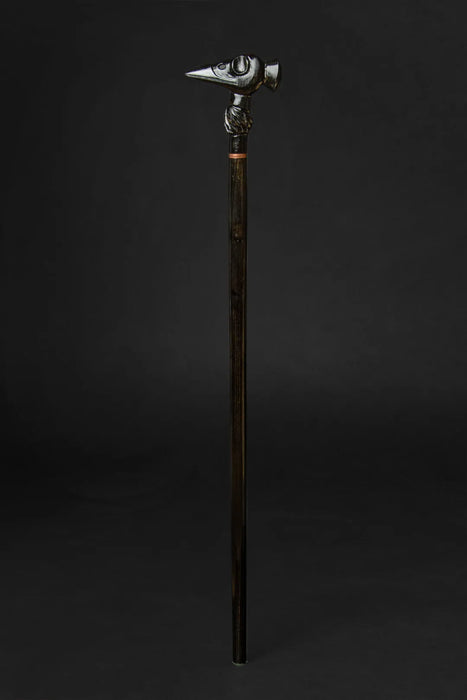 Black Crow Raven Corax Skull Walking Stick Hand Carved