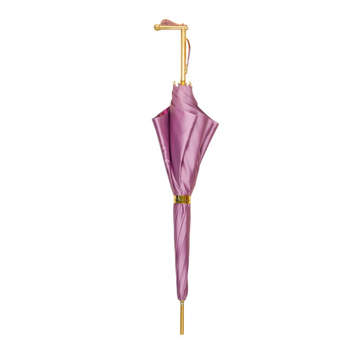 Luxury Blushing Elegance Pink Umbrella with Floral Accents