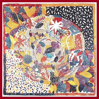 Floral Nature Design Silk Scarf Women's Hand-Rolled Accessory