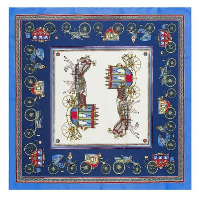 Horse Carriage Design Satin Silk Scarf - Women's Accessory
