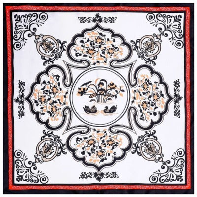Women's Hand - Rolled Silk Scarf with Gold Horse Elements Print