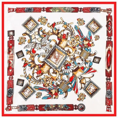 Elegant Silk Scarf for Women - Hand-Rolled, Gold Horse Design