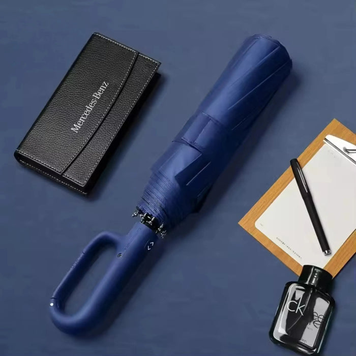 Inverted Compact Travel Umbrella with Reflective Stripe