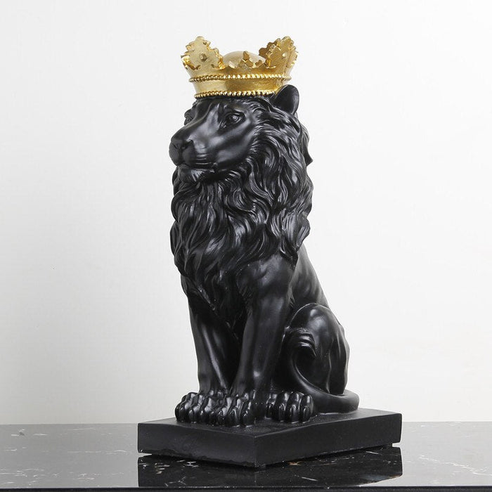 Lion Head with Crown Resin Statue