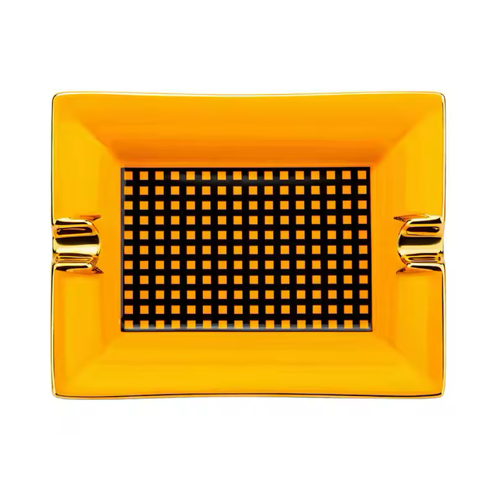 Luxury Ceramic Cigar Ashtray – Double Slot, Green & Gold Design