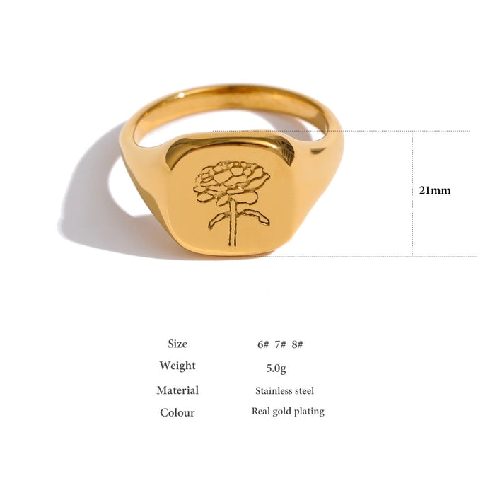 Flower Design Golden Ring