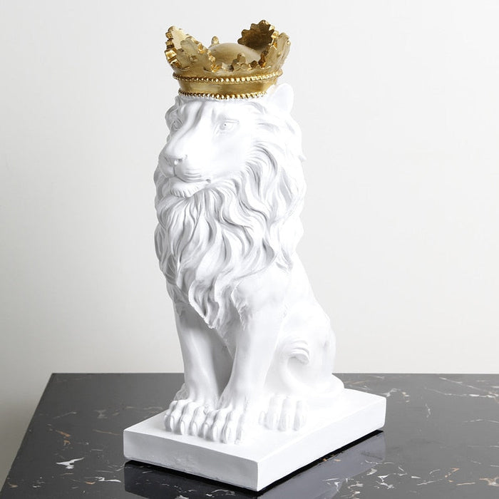 Lion Head with Crown Resin Statue