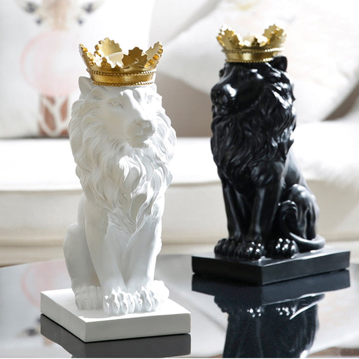 Lion Head with Crown Resin Statue