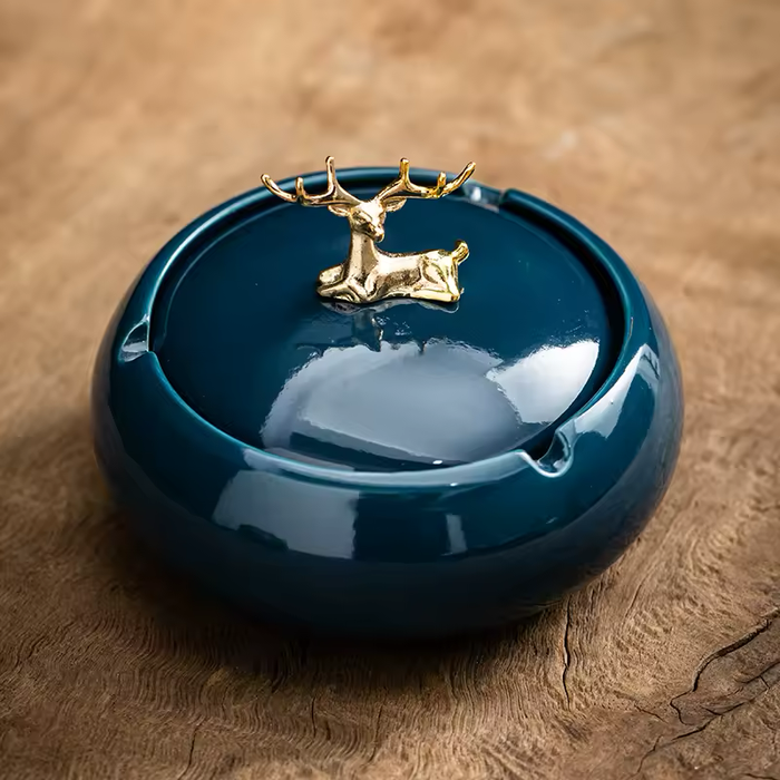 Lidded Ceramic Ashtray – Elegant Home & Desk Accent