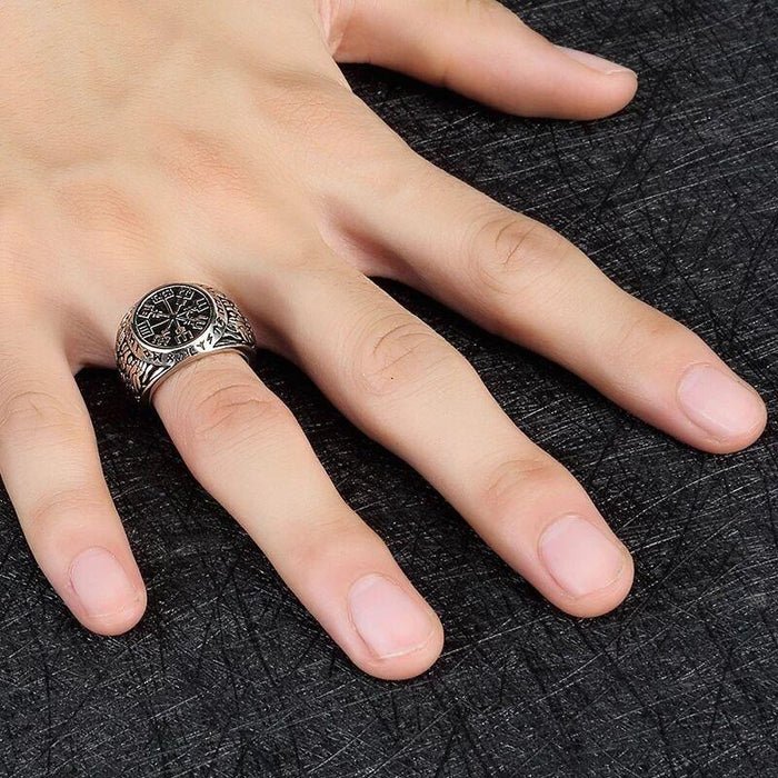 Fancy Vikings Style Ring with Runes